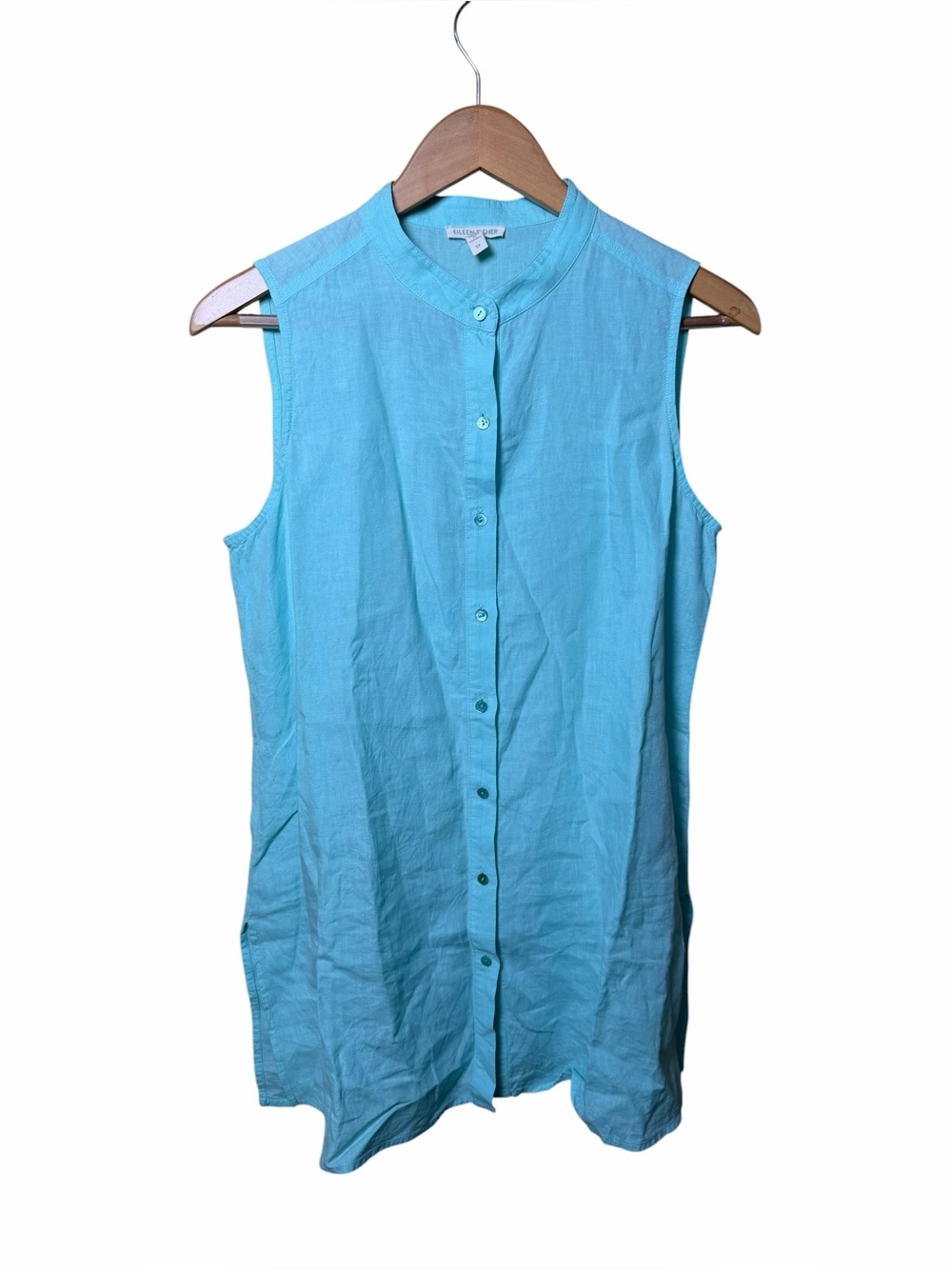 Eileen Fisher Organic Handkerchief Linen Sleeveless Tunic Shirt Size Small